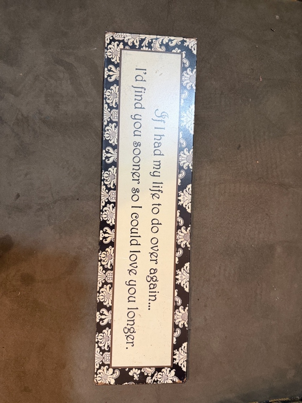 Romantic Wall Plaque with Black & Cream Floral Border